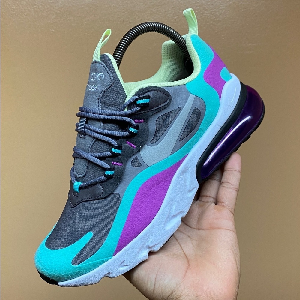 Nike Air Max 270 React Women’s Running Sneakers Gunsmoke Aurora SZ 8 BQ0103-007 - Picture 10 of 16